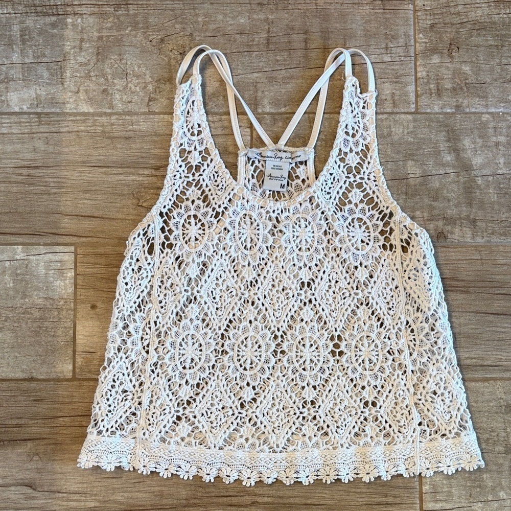 American Rag cream Crochet Camisole